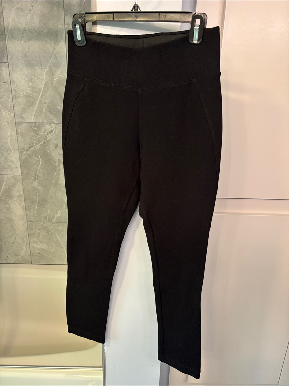 Brass Black Slim Tapered Ankle Pants with High Waist